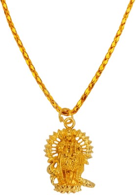 M Men Style Religious Jewelry Lord Kartikeya Lord Murugan Subramaniyaswamy Locket With Chain Gold-plated Brass, Zinc Pendant Set