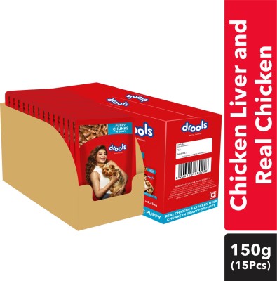 drools Chunks in gravy for Puppy - Chicken Liver and Real Chicken 2.25 kg (15x0.15 kg) Wet Young Dog Food