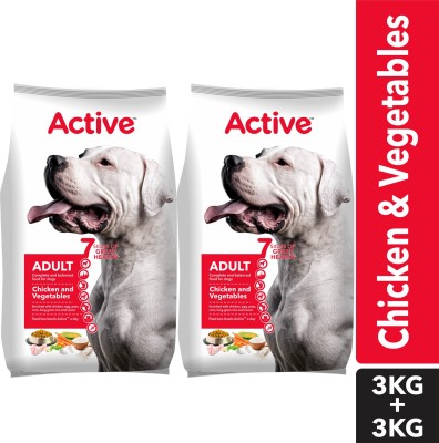Active (Buy 1 Get 1 Free) Adult Chicken and Vegetables Vegetable 6 kg (2x3 kg) Dry Adult Dog Food