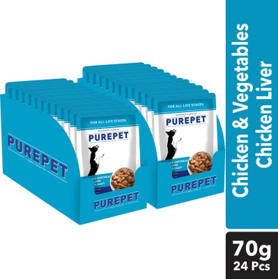 purepet Chunks in gravy(For all life stages) - Real Chicken and Vegetable 1.68 kg (24x0.07 kg) Wet Adult Dog Food