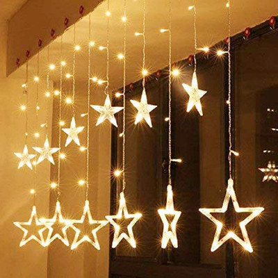 KUBER INDUSTRIES 136 LEDs 2.07 m Yellow Steady Star Rice Lights(Pack of 1)
