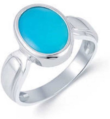 RATAN BAZAAR Turquoise / Firoza stone Ring Natural 6.25 carat stone Certified and Astrological Purpose for unisex Stone Turquoise Silver Plated Ring