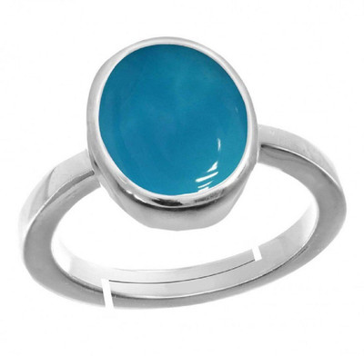 CEYLONMINE Turquoise / Firoza stone Ring Natural 6.25 carat stone Certified and Astrological Purpose for unisex Stone Turquoise Silver Plated Ring