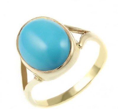 CEYLONMINE Ceylonmine Beautiful FirozaNatural Stone Unisex Stone Turquoise Gold Plated Ring