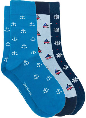 Mint and Oak Ahoy Mate Crew Length Men Printed Calf Length(Pack of 3)