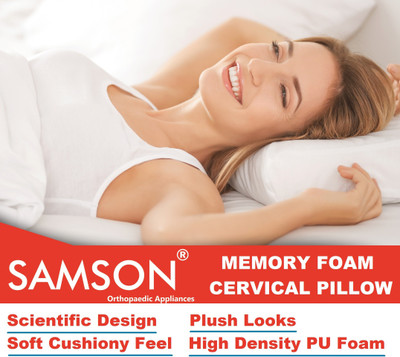 SAMSON Orthopaedic Cervical Memory Foam Pillow(Ergonomical Design & High Density PU Foam) Head Support(White)