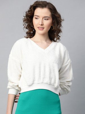SASSAFRAS Full Sleeve Self Design Women Sweatshirt
