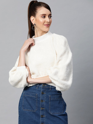 SASSAFRAS Full Sleeve Self Design Women Sweatshirt