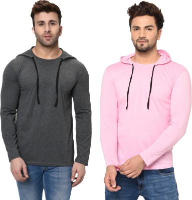 Jaskart Solid Men Hooded Neck Multicolor T-Shirt