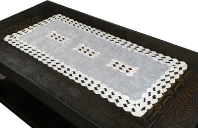 MONKDECOR White 82.5 cm Table Runner(Organic Cotton)