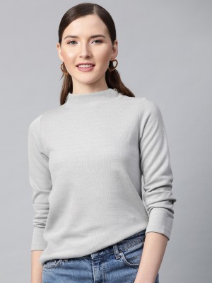 SASSAFRAS Casual Regular Sleeve Solid Women Grey Top