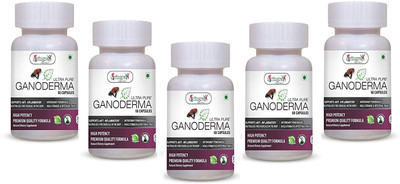 Vringra Ultra Ganoderma Extract Capsules - Health Supplement For Immune System,Body & Mind(5 x 60 No)