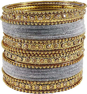 YOCAST JEWELS Metal, Fabric Zircon Bangle Set(Pack of 20)