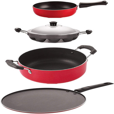 NIRLON FP11_ST11_AP12_CS24 Non-Stick Coated Cookware Set(PTFE (Non-stick), Aluminium, 4 - Piece)