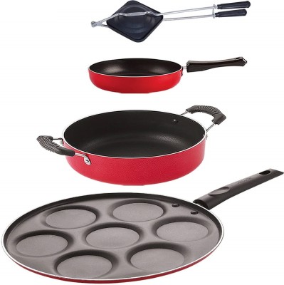 NIRLON FP11_UP7_HT_CS24 Non-Stick Coated Cookware Set(PTFE (Non-stick), Aluminium, 4 - Piece)