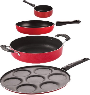 NIRLON FP11_SP(M)_UP7_CS24 Non-Stick Coated Cookware Set(PTFE (Non-stick), Aluminium, 4 - Piece)