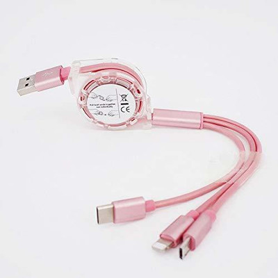 Wifton USB Type C Cable 1.2 m Multiple Charging Cable -J7(Compatible with iOS, Android, Pink, One Cable)