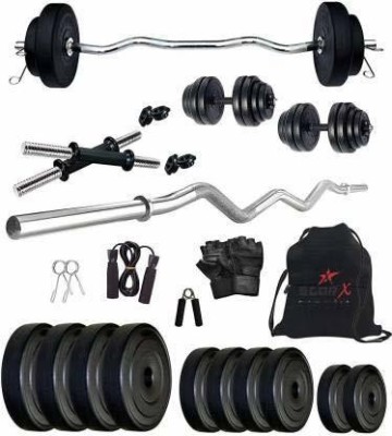 STARX 8 kg PVC 8kg weight with 3ft Curl Rod and Accessories Home Gym Combo