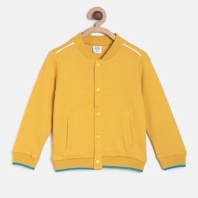 MINI KLUB Solid Round Neck Casual Baby Boys Yellow Sweater