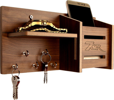 7CR Key Holder Multi Mobile (WB) Wood Key Holder(5 Hooks, Brown)