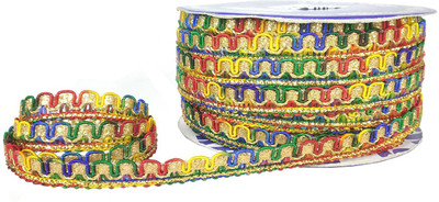 De-Ultimate CWG0257 (20 Mtr Roll and 1cm Width) Zari Designer Multicolor Gota Trim Laces and Borders for Bridal Ethnic Dresses Suits Sarees Falls Lehengas Embellishment Clothes Apparels Sewing Decorations Arts and Crafts Lace Reel(Pack of 1)