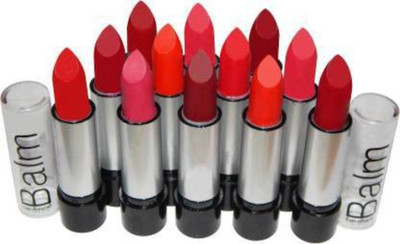 AVEU Miss Hot Combo Balm Matte Lipstick - Set Of 12 (Multicolor, 8 g)(Matte, 12 ml)