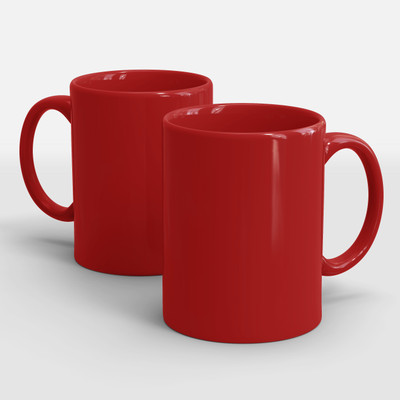 Sublikraft Full Red Ceramic Coffee Mug(330 ml, Pack of 2)