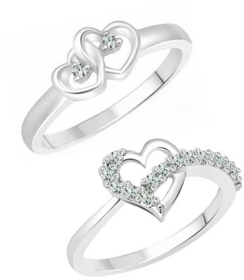 VIGHNAHARTA Valentine Graceful Heart Combo Rings for Women and Girls [1047FRR-1076FRR] Alloy Cubic Zirconia Rhodium Plated Ring Set