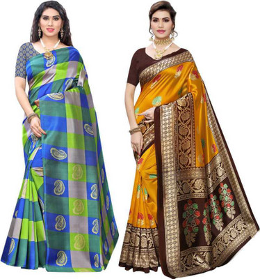 SVB Sarees Woven Mysore Art Silk Saree(Pack of 2, Multicolor)
