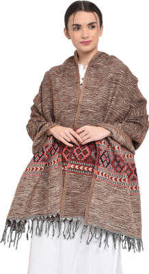 WEAVER VILLAS Cashmere, Wool Printed Women Shawl(Brown)