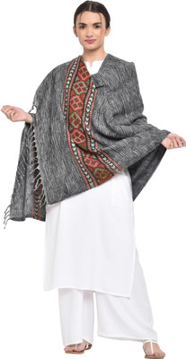 WEAVER VILLA Wool Printed Women Shawl(Grey)