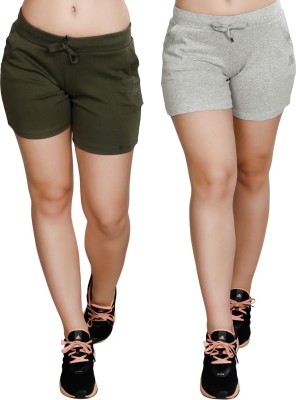 SWEEKASH Solid Women Grey, Green Denim Shorts