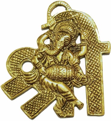 salvusappsolutions Metal Vaastu Feng Shui Wall Hanging Shri Ganesh for Success, Wealth, Income, Shining and Bright Future Decorative Showpiece (Gold_4x4 in) Decorative Showpiece  -  10 cm(Metal, Gold)