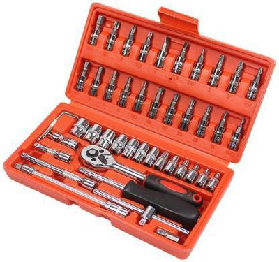 DARK UNION High Quality 46pcs 1/4-Inch Socket Set Tool Ratchet Torque Wrench Combo Tools Kit Car Repair Tools Set Socket Set(Pack of 46)