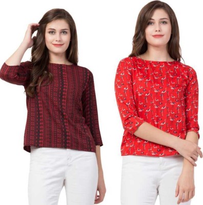 STYLOKAT Casual Self Design Women Maroon Top