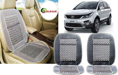 Selifaur Velvet, Wooden Bead Seating Pad For  Tata Universal For Car(Front Seats, Back Seats, Office Chair Grey)