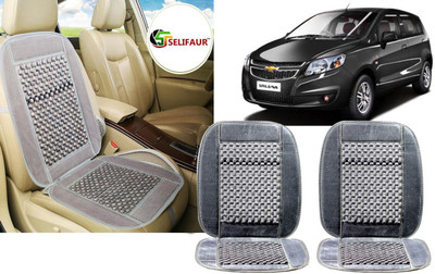 Selifaur Velvet, Wooden Bead Seating Pad For  Chevrolet Sail UVA(Front Seats, Back Seats, Office Chair Grey)