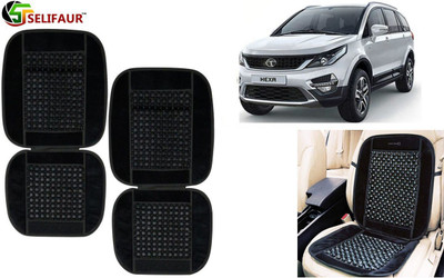 Selifaur Velvet, Wooden Bead Seating Pad For  Tata Universal For Car(Front Seats, Back Seats, Office Chair Black)