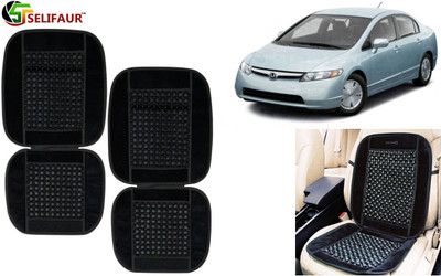Selifaur Velvet, Wooden Bead Seating Pad For  Honda Civic(Front Seats, Back Seats, Office Chair Black)