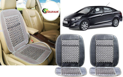 Selifaur Velvet, Wooden Bead Seating Pad For  Hyundai Verna Fluidic(Front Seats, Back Seats, Office Chair Grey)