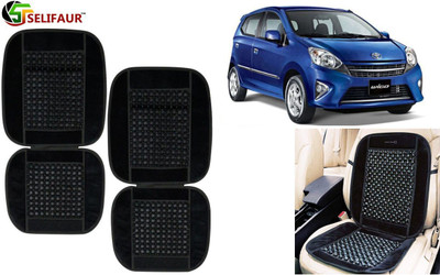 Selifaur Velvet, Wooden Bead Seating Pad For  Toyota Wego(Front Seats, Back Seats, Office Chair Black)