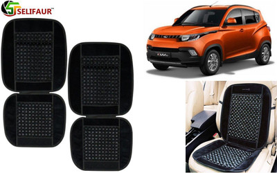 Selifaur Velvet, Wooden Bead Seating Pad For  Mahindra KUV 100(Front Seats, Back Seats, Office Chair Black)