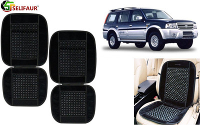 Selifaur Velvet, Wooden Bead Seating Pad For  Ford Endeavour(Front Seats, Back Seats, Office Chair Black)