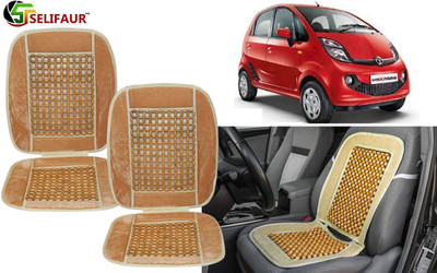 Selifaur Velvet, Wooden Bead Seating Pad For  Tata Nano(Front Seats, Back Seats, Office Chair Beige)