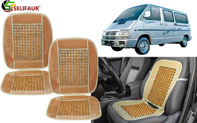 Selifaur Velvet, Wooden Bead Seating Pad For  Tata Winger(Front Seats, Back Seats, Office Chair Beige)