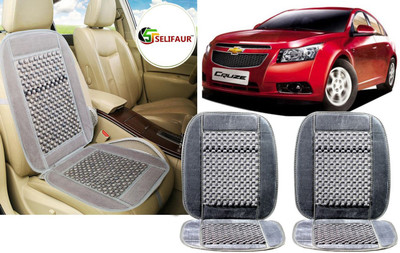 Selifaur Velvet, Wooden Bead Seating Pad For  Chevrolet Cruze(Front Seats, Back Seats, Office Chair Grey)