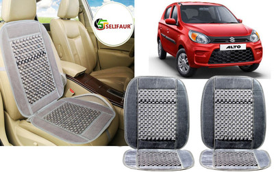 Selifaur Velvet, Wooden Bead Seating Pad For  Maruti Suzuki Alto 800(Front Seats, Back Seats, Office Chair Grey)