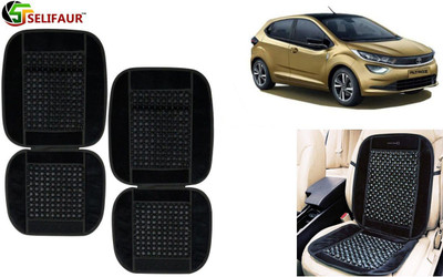 Selifaur Velvet, Wooden Bead Seating Pad For  Tata Universal For Car(Front Seats, Back Seats, Office Chair Black)