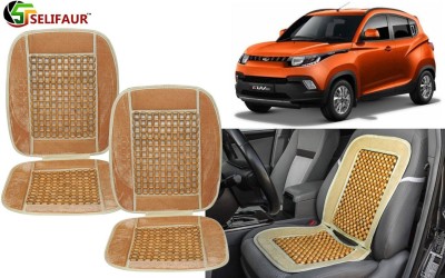 Selifaur Velvet, Wooden Bead Seating Pad For  Mahindra KUV 100(Front Seats, Back Seats, Office Chair Beige)