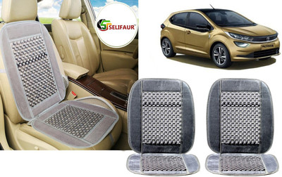 Selifaur Velvet, Wooden Bead Seating Pad For  Tata Universal For Car(Front Seats, Back Seats, Office Chair Grey)